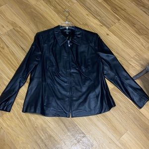 Style & Co size 18w leather jacket; more of a fitted look; but has stretch
